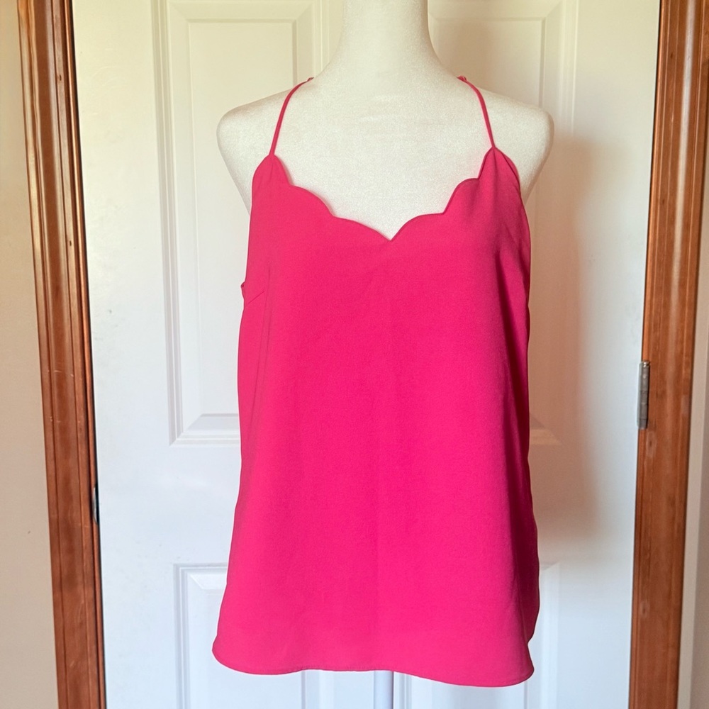J. Crew Hot Pink Scallop Neck Spaghetti Strap Camisole